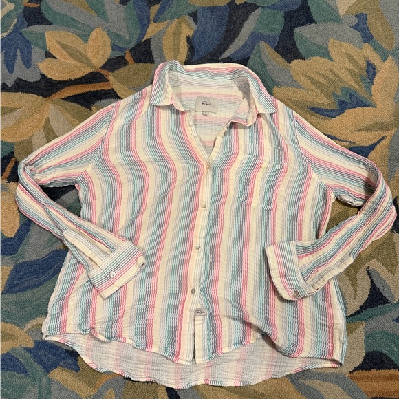 Rails Ellis Iris Striped Pastel Button Down Shirt size Large - Picture 3 of 7